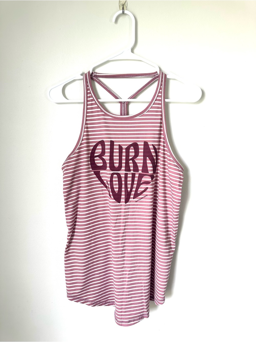 Burn boot camp pink striped tank - medium - (old school good material!)